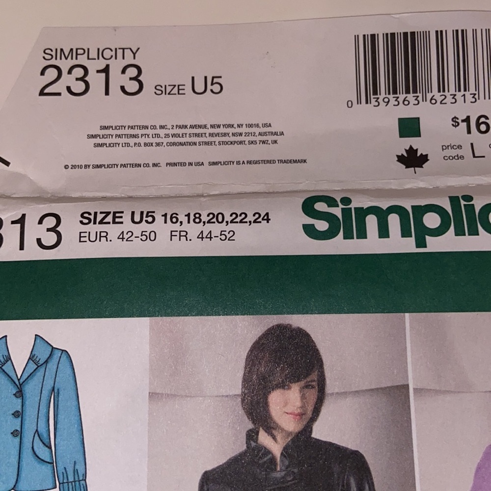 Simplicity 2010 Multiple Misses Jackets Patterns 2313 Size 16-24. - Picture 4 of 5